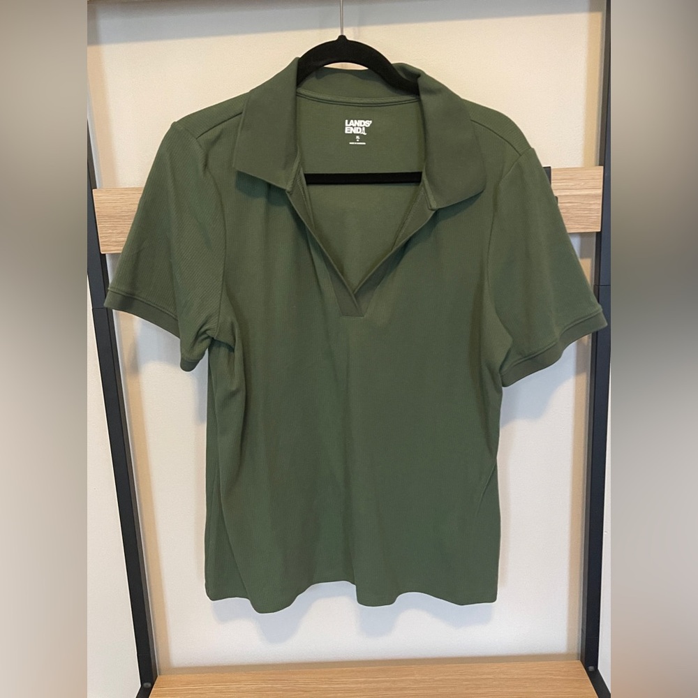 Lands' End Women's Green Short Sleeve Polo